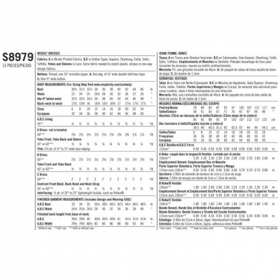 image 1 of Simplicity 8979 Paper Sewing Pattern – Women’s Dress, Size U5 (16–18–20–22–24), Intermediate