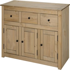 Panama Sideboard 3 Door 3 Drawer Solid Pine Wood Waxed Oak Finish