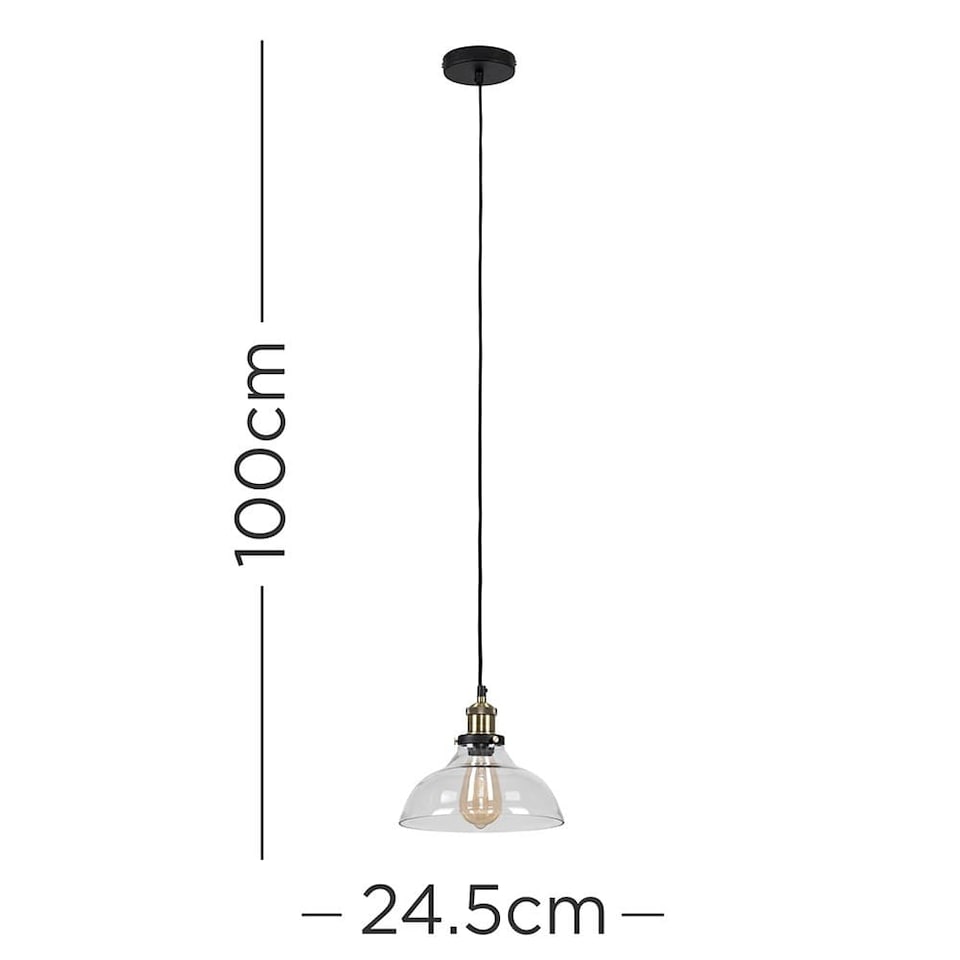 image 1 of ValueLights Industrial Black And Gold Clear Glass Pendant Ceiling Light | Clear