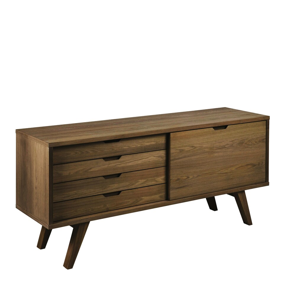 image 1 of A-Line Sideboard with 4 Drawers and Sliding Door in Smoked Oak