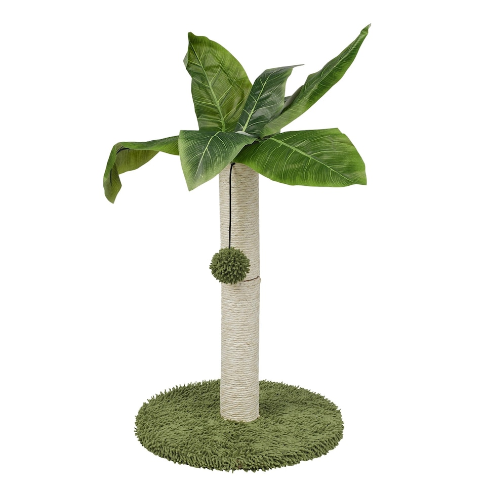 image 1 of Cat Scratch Tree On Stand With Hanging Ball Kitten Claws Scratcher Play Toy Mat