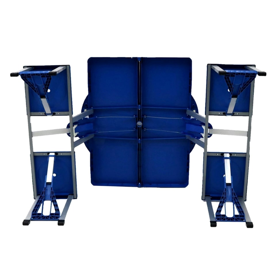 image 1 of Oypla Portable Folding Outdoor Picnic Pit Table and Bench Set 4 Seats Blue