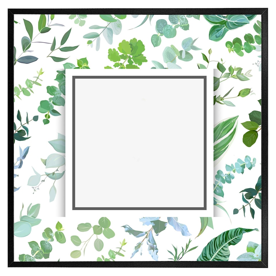 image 1 of Green leaves (Picture Frame) White | XS