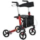 image 1 of HOMCOM Folding Rollator Walker with Seat and Backrest, Lightweight Walking Frame with Detachable Storage Bag, Dual Brakes, Adjustable Handle Height, 4 Wheeled Walker for Seniors, Handicapped, Red