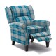 image 2 of Eaton Wing Back Fireside Checkered Fabric Pushback Recliner Chair (Blue)