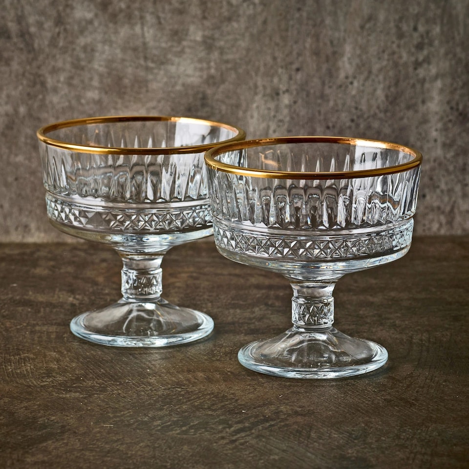 image 1 of Glass Dessert Bowls Ice Cream Sundae Fruit Cocktail Pudding Footed Dessert Cups | Clear | Clear | Set of 4