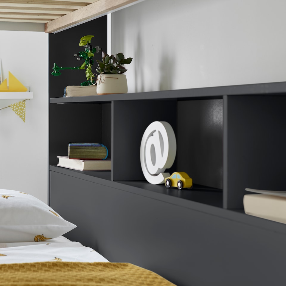 image 1 of Oliver Onyx Grey Storage Bunk Bed And Ethan Spring Mattresses