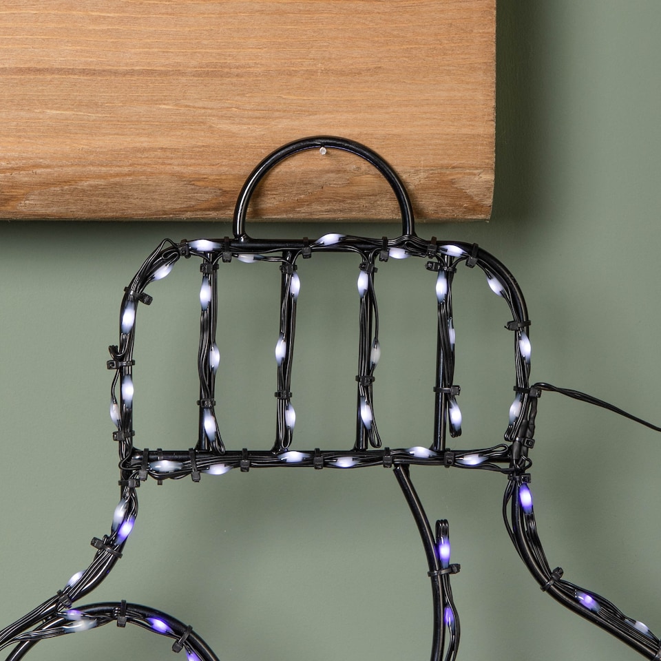 image 1 of 78cm Metal Hanging Christmas Bauble with 245 Static & Twinkling LEDs in Blue & White