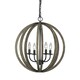 image 1 of Allier 4 Light Spherical Cage Ceiling Pendant Dark Wood, Antique iron, E14