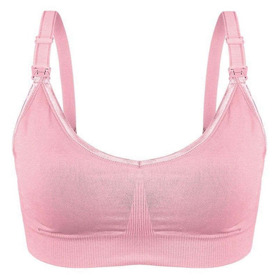 image 1 of Soft & Comfortable Wireless Nursing Bra with Easy Open Clips - Extra Large / Pink