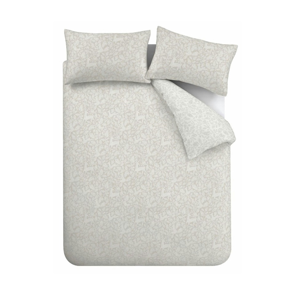 image 1 of Bianca Woodland 200 Thread Count Cotton Reversible Duvet Cover Set Natural Cream | Natural | King