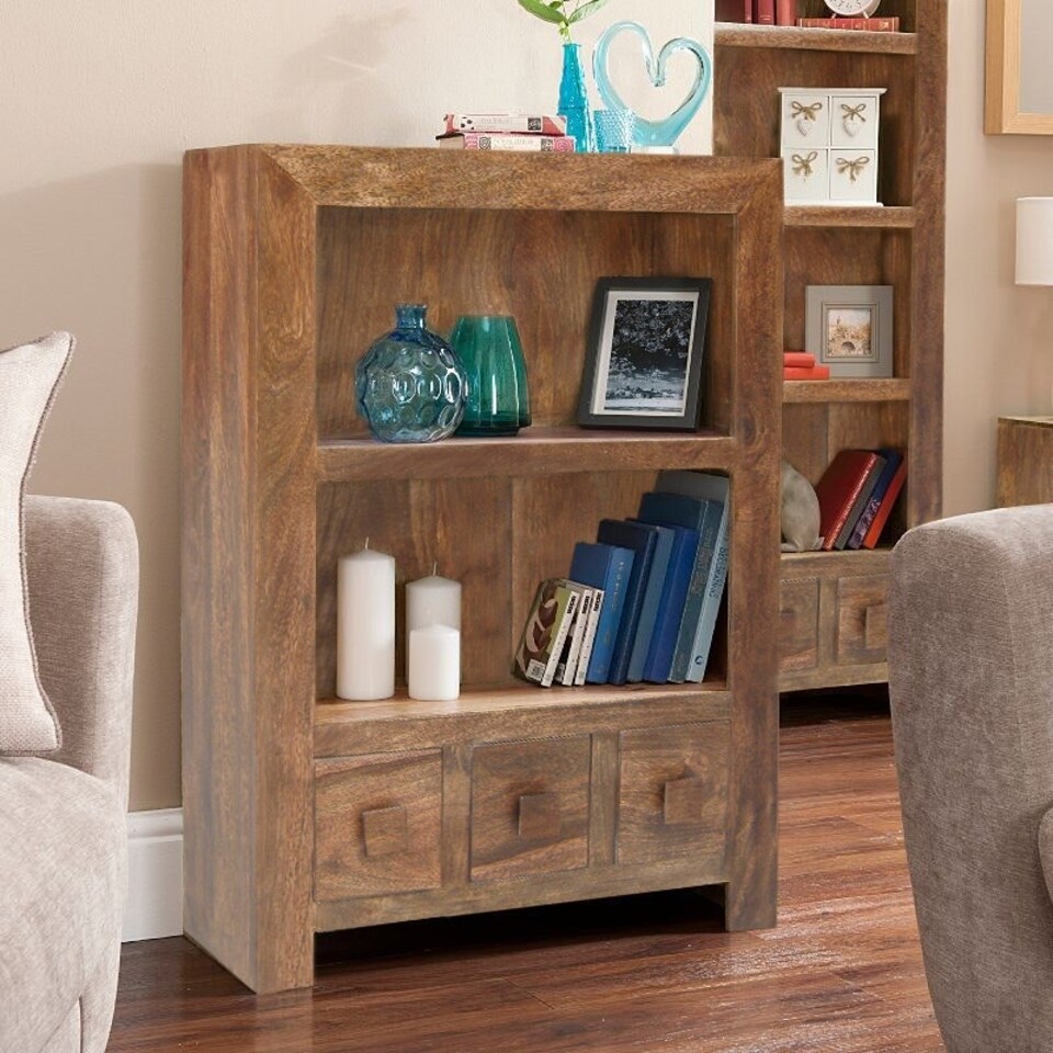 image 1 of Dakota Small Bookcase - Mango Wood - L30 x W75 x H105 cm - Dark Finish Brown