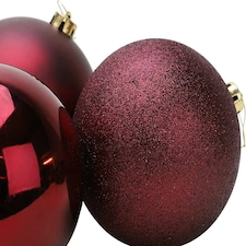 10cm/6Pcs Christmas Baubles Shatterproof Burgundy,Tree Decorations