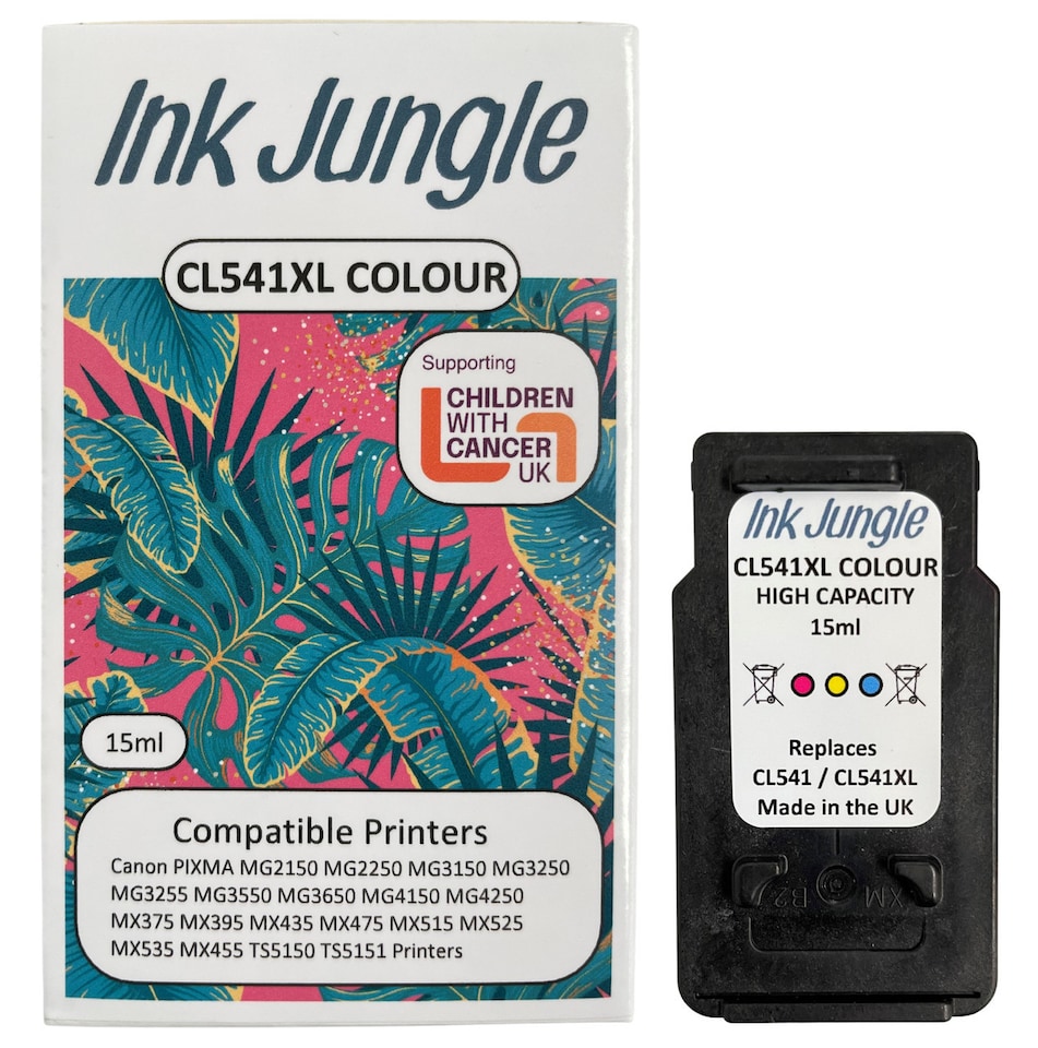 image 1 of 2x Ink Jungle PG540L Black & 1x CL541XL Colour Refilled Ink Cartridges - Replaces Canon PG540L Black & CL541XL Colour