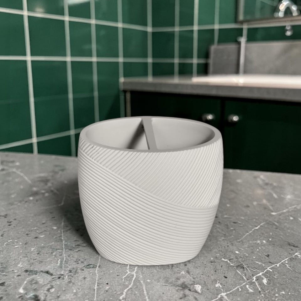 image 1 of Ripple White Textured 4 Piece Bathroom Accessory Set | White | White | 1