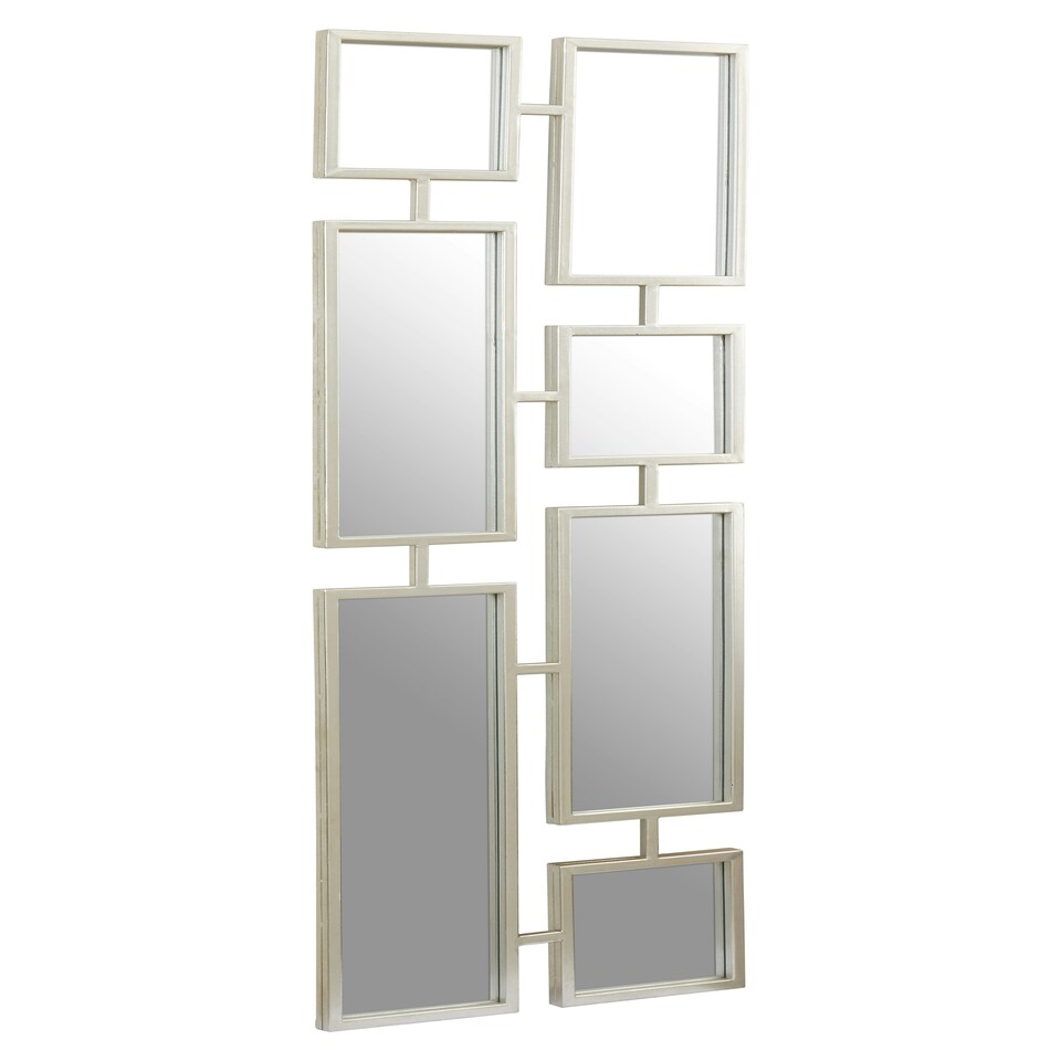 image 1 of Interiors by Premier Silver Multi Frame Wall Mirror, Contemporary Panel Decorative Mirror With Silver Iron Frame, Accent Mirror Silver