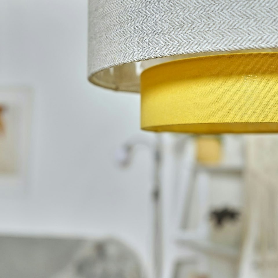 image 1 of ValueLights Weaver Yellow Ceiling Pendant Shade & Bulb Yellow
