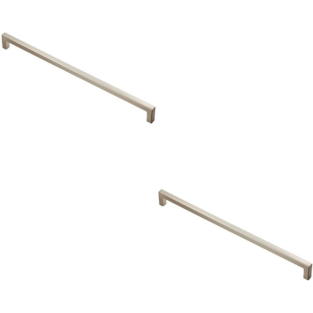 Loops 2x Square Block Handle Pull Handle 330 x 10mm 320mm Fixing Centres Satin Nickel in Metallics