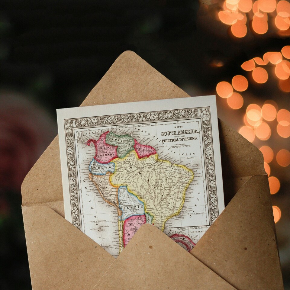 image 1 of Samuel Mitchell Art Card South America Political Divisions Map