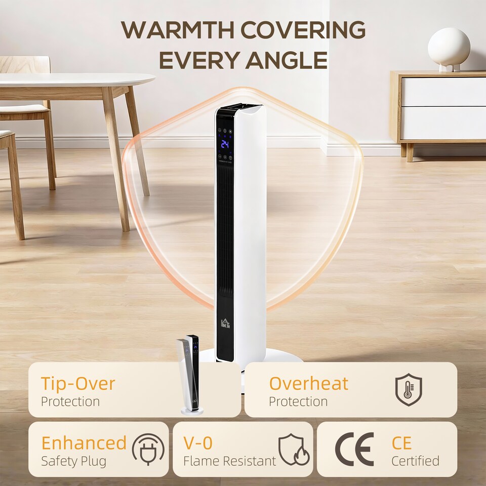 image 1 of HOMCOM 2200W Indoor Tower Space Heater with Timer Thermostat Oscillating