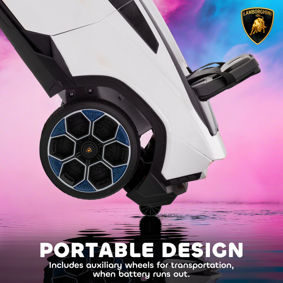 image 1 of AIYAPLAY Licensed Lamborghini Electric Cars for Kids, 12V Battery Powered Ride On Car with Remote Control, Suspension, MP3, Horn, for 3-6 Years Old | White