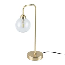 First Choice Lighting Toner Satin Brass with Clear Glass Globe Table Lamp Bronze | Clear
