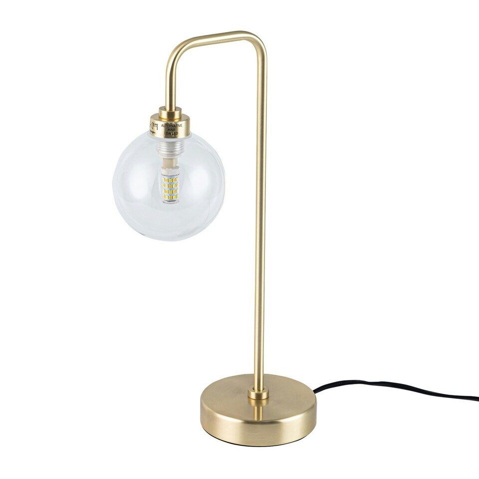 image 1 of First Choice Lighting Toner Satin Brass with Clear Glass Globe Table Lamp Bronze | Clear