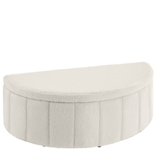 Moon upholstered bench with ample storage space, weight capacity 150 kg | Cream | bouclé cream | One Size | 1