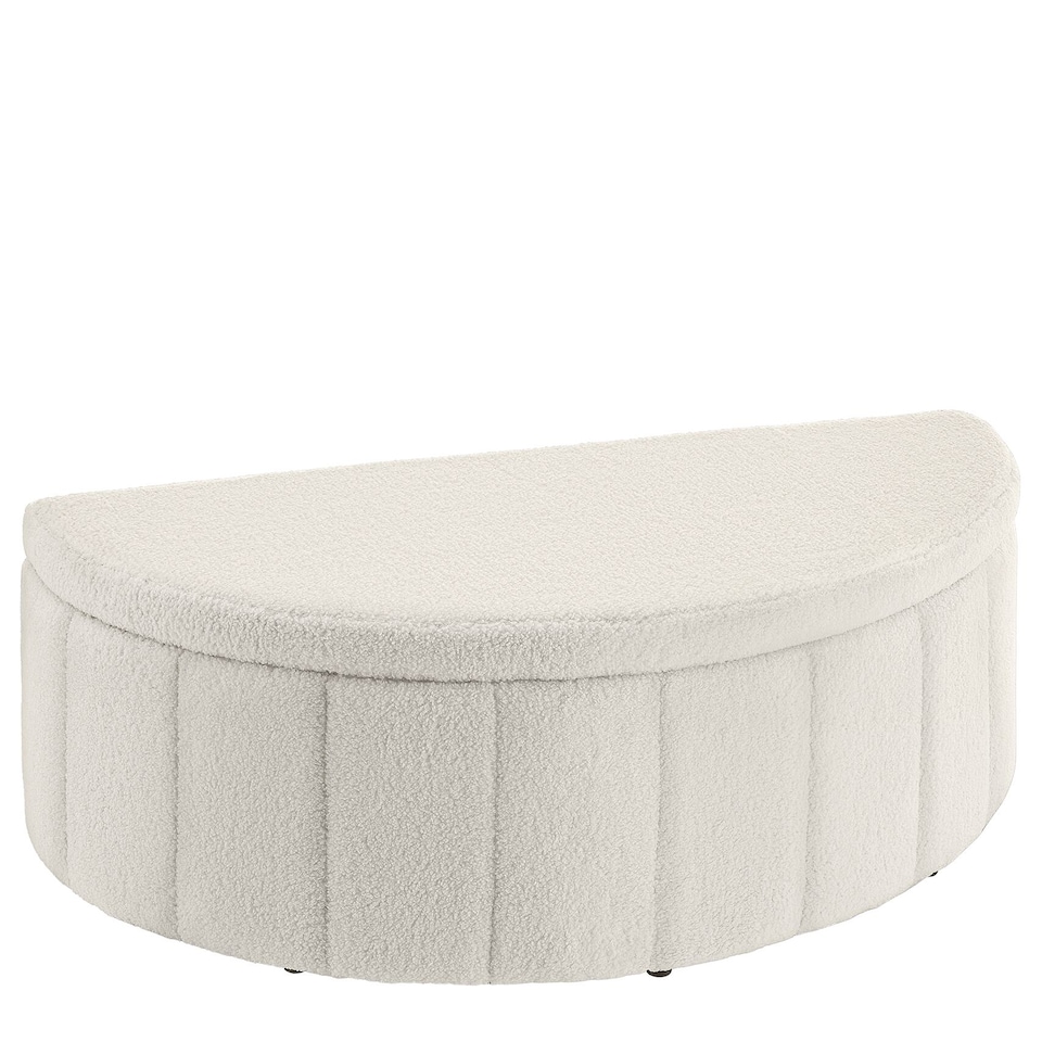 image 1 of Moon upholstered bench with ample storage space, weight capacity 150 kg | Cream | bouclé cream | One Size | 1