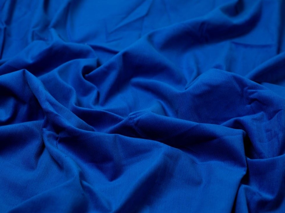 Minerva Core Range Blue 21 Wale Cotton Needlecord Fabric for Dressmaking, 140cm / 55" Wide - per metre
