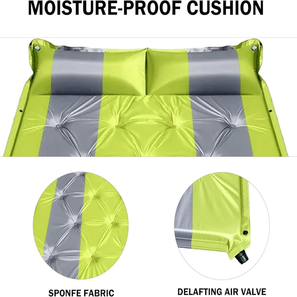 image 1 of Alivio Camping Inflatable Sleeping Pad, Waterproof Inflating Sleeping Mat (Double, Parrot Green) Green | Parrot Green