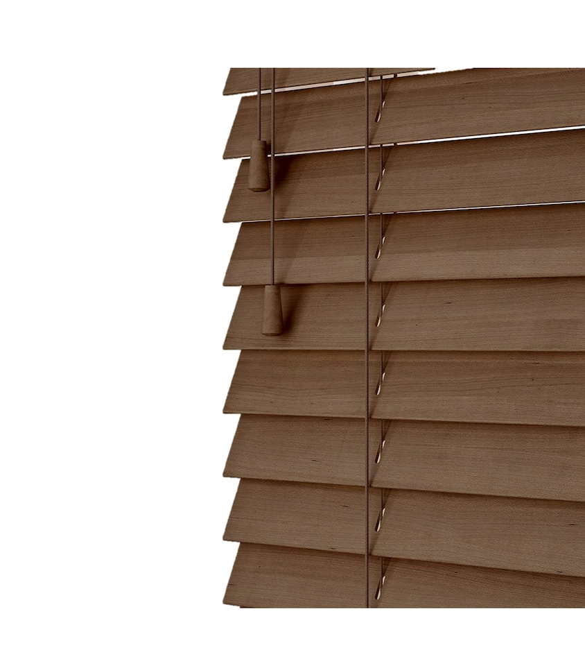 image 1 of 180cm Chestnut Oak Wooden Venetian Blinds With Strings (130cm drop) | Brown | Brown