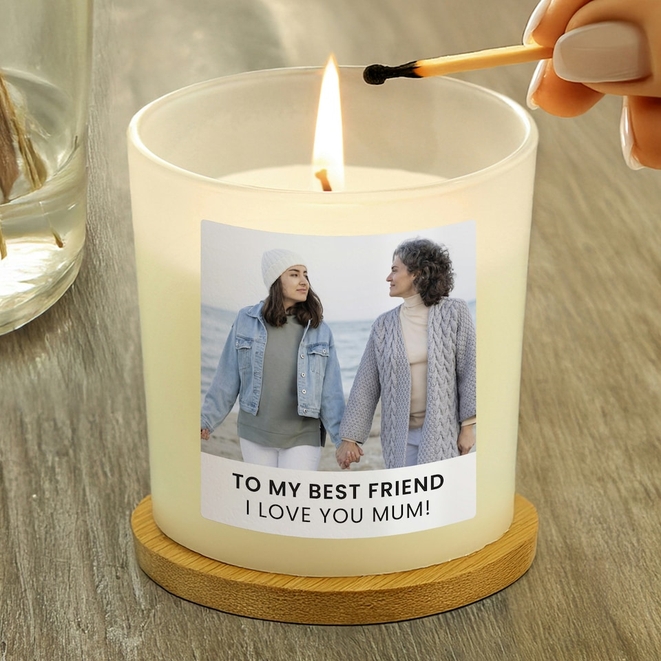 image 1 of Personalised Photo Upload Candle Jar Clear | One Size