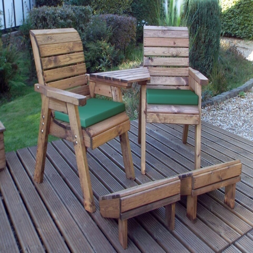 image 1 of Deluxe Lounger Set Angled with Cushions - W160 x D90 x H98 - Fully Assembled - Green