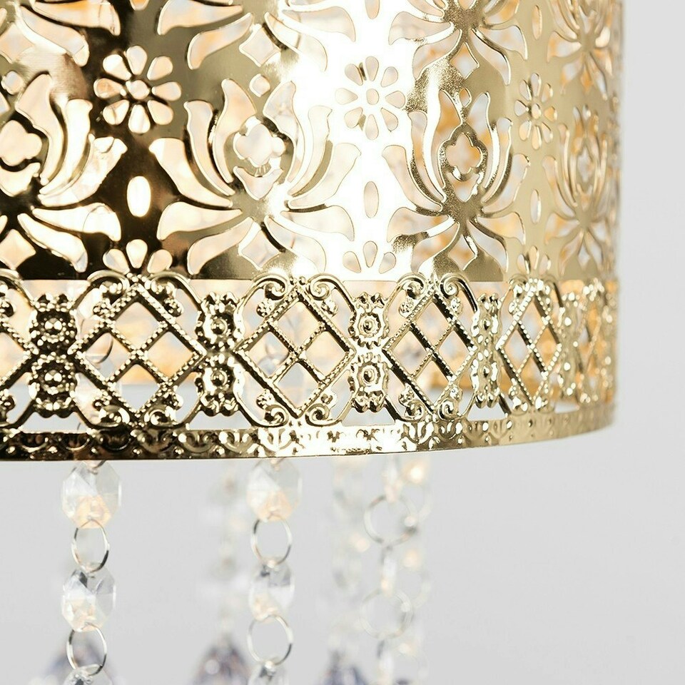 image 1 of ValueLights Modern Intricate Pattern Gold Ceiling Pendant Light Shade With Jewel Droplets