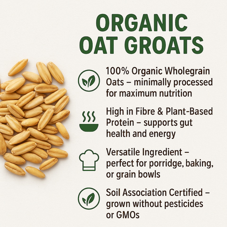 image 1 of Organic Oat Groats 1kg (Sussex Wholefoods) | Multi