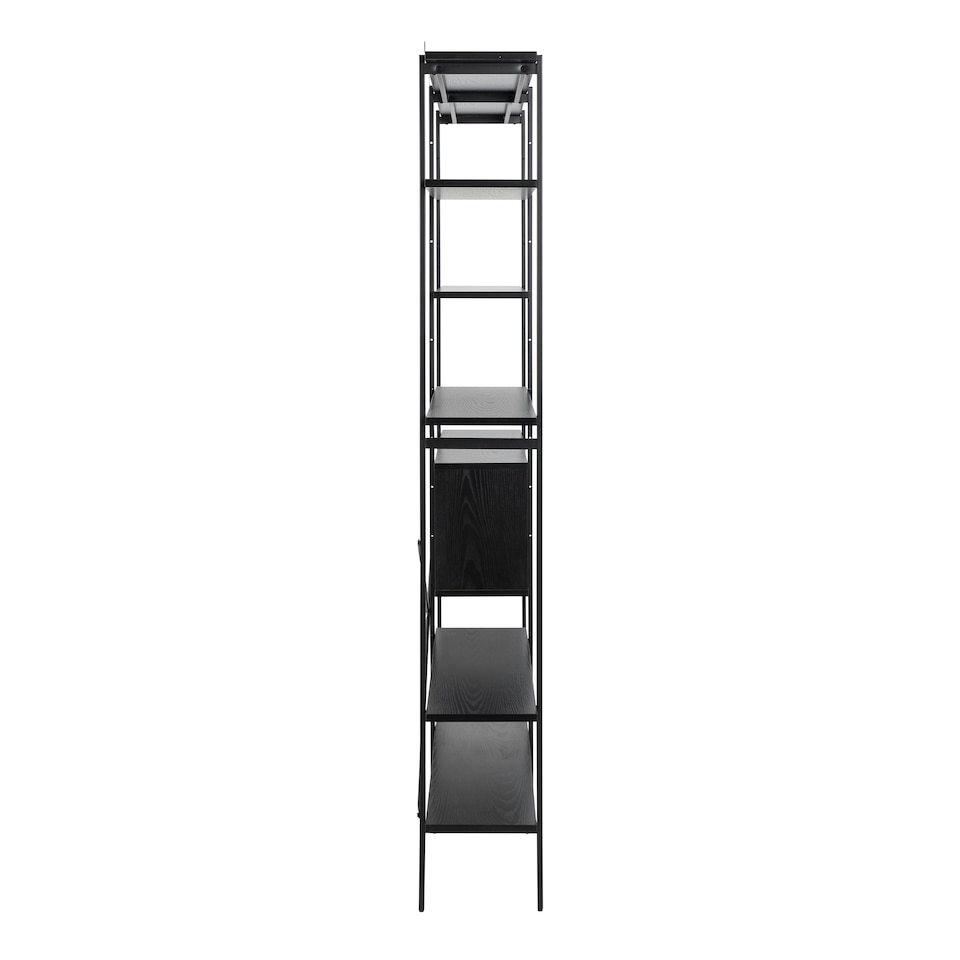 image 1 of Angus Bookcase with 1 Sliding Door & 5 Shelves in Black