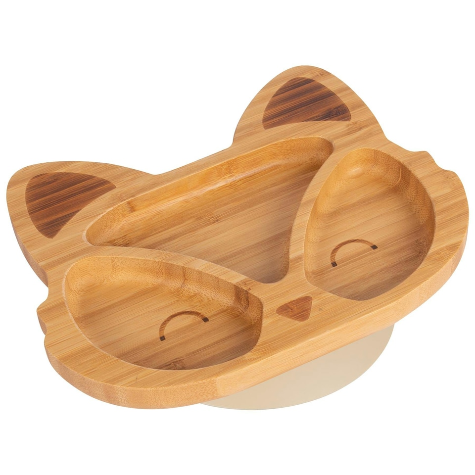 image 1 of Tiny Dining Fox Bamboo Suction Plate - Beige Cream