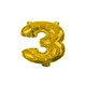 image 1 of 32cm NUMERAL 3 GOLD FOIL BALLOON - Air Fill Foil Balloons - 89644 Gold