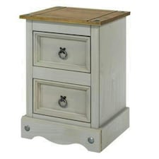 Corona 2 Drawer Petite Bedside Cabinet - Pine - 36 x 32 x 53.1 cm - Grey Wax/Antique Waxed Pine