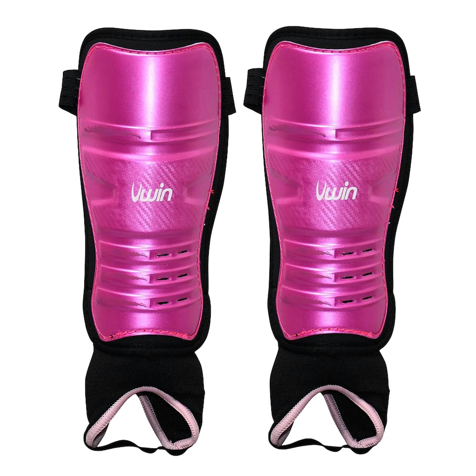 Uwin Childrens/Kids Hockey Shin Guards - Pink/Purple/Black - XS