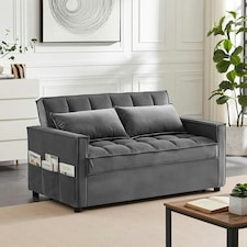 Madrid 2 Seater Loveseat Pull Out Sofa Bed Grey