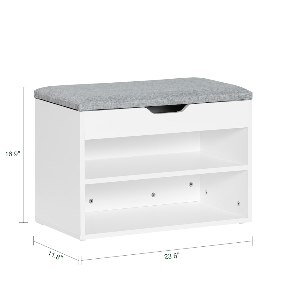 image 1 of SoBuy Shoe Storage Bench with Padded Seat, 2-Tier Shoe Rack, White/Grey, 23.6x11.8x16.9 in, 13 kg - FSR25-HG