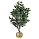 image 1 of Artificial 100cm Leaf Realistic Artificial Ficus Tree / Plant Bush Ficus Gold Curve Planter | Green | 3ft