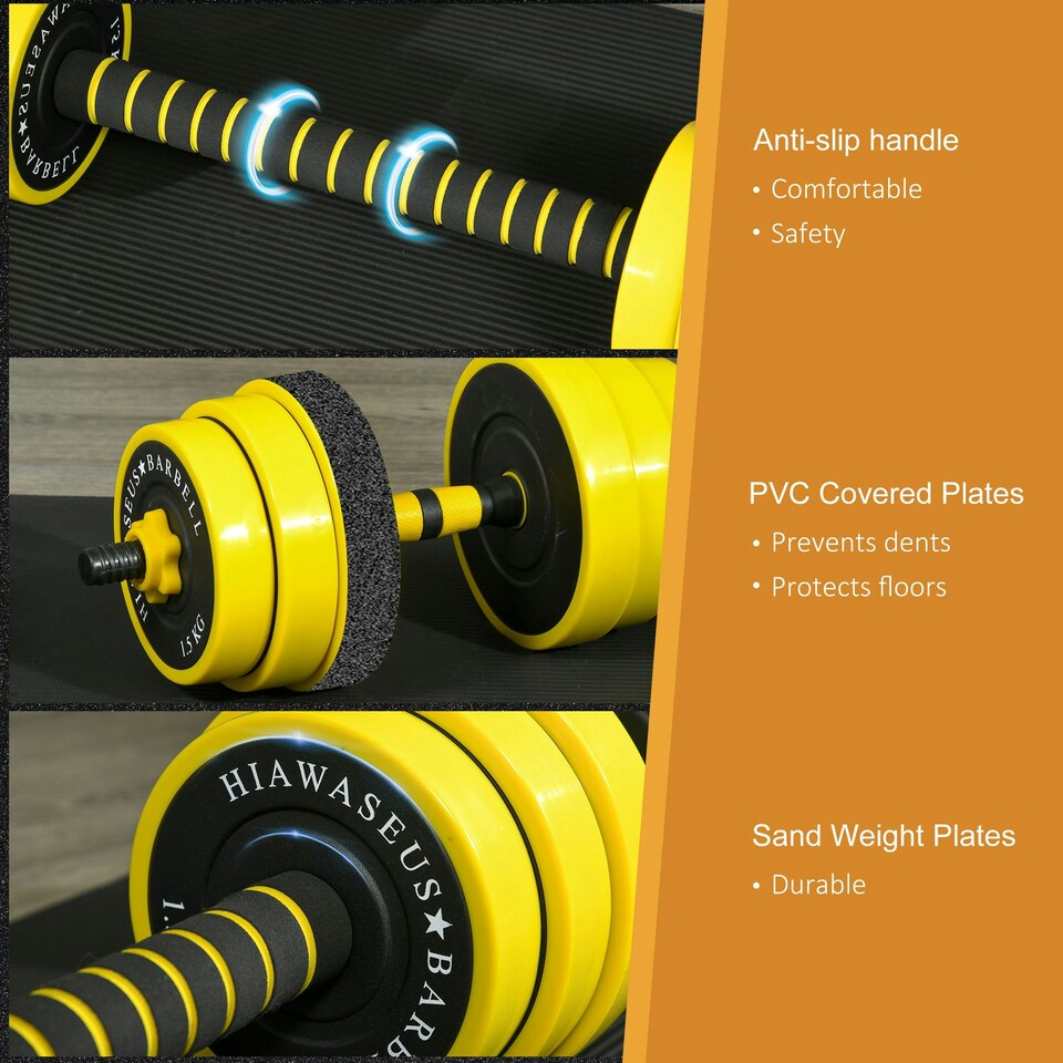 image 1 of HOMCOM 25KG Barbell & Dumbbell Set Fitness Exercise Home Gym Plate Bar Clamp Rod