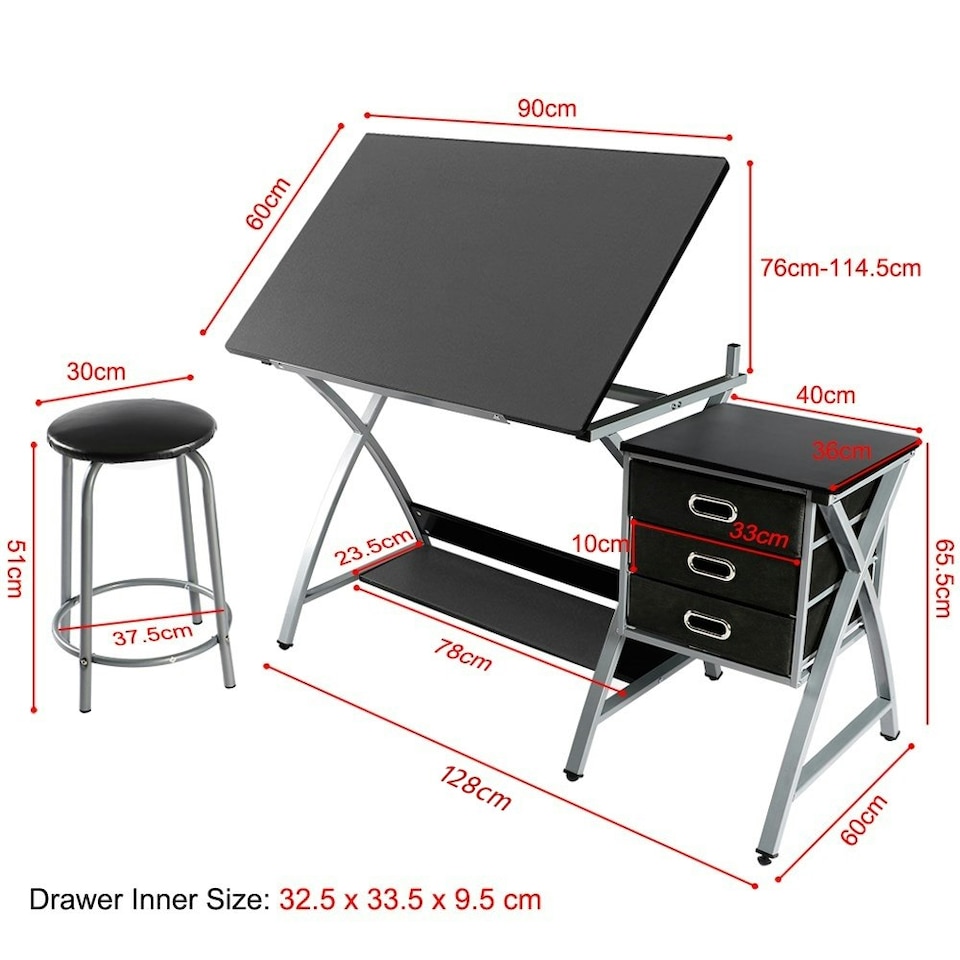 image 1 of Yaheetech Adjustable Drafting Table Grey