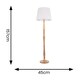 image 5 of ValueLights Victoria Light Wood Traditional Stem Floor Lamp with White Fabric Tapered Shade & Bulb | White