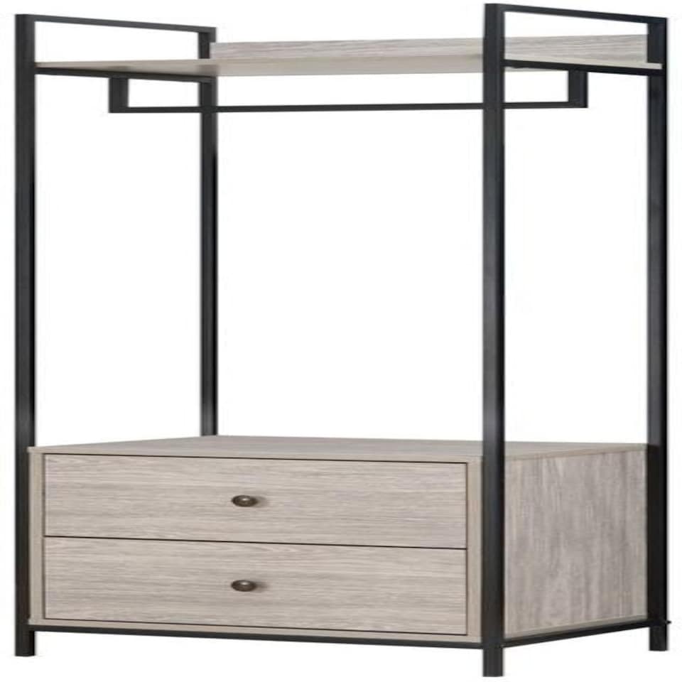 image 1 of Alva Open Wardrobe with 2 Drawers Grey | Grey Oak