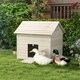image 2 of PawHut Wooden Duck House w/ Openable Roof, Raised Base, Air Holes - Natural