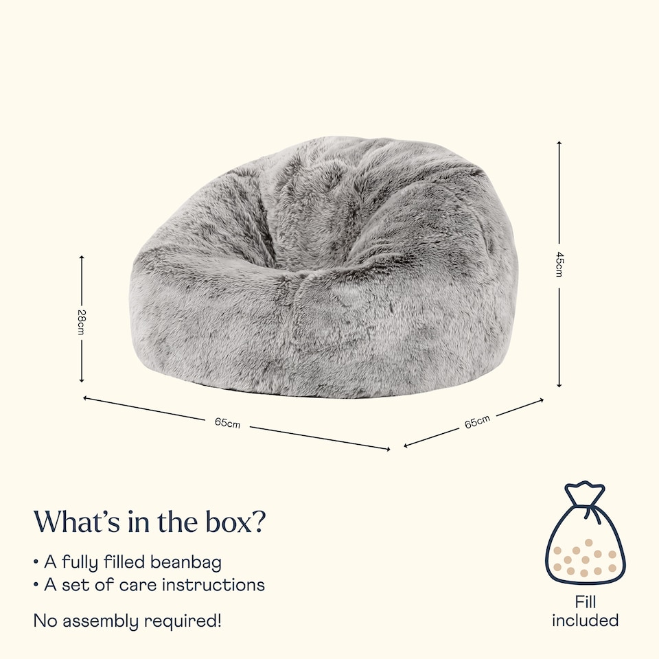 image 1 of Kids Classic Faux Fur Bean Bag Chair Arctic Wolf Grey Bean Bags for Children | Grey | Arctic Wolf Grey | 1